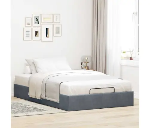 Osmaņu Gultas Rāmis Bez Matrača Gaiši Pelēks 120X190 Cm Samts Vidaxl