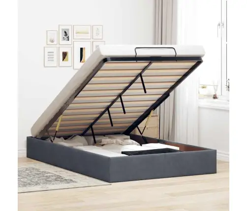 Osmaņu Gultas Rāmis Bez Matrača Gaiši Pelēks 120X190 Cm Samts Vidaxl