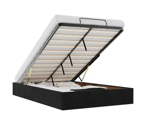 Osmanų Lovos Rėmas Be Čiužinio, Juodas, 120X190 cm Aksomas