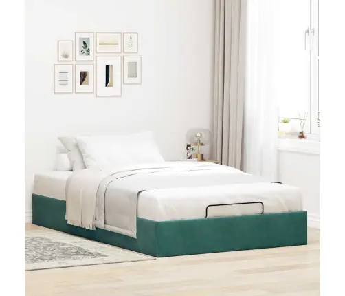 Osmaņu Gultas Rāmis Bez Matrača Tumši Zaļš 120X190 Cm Samts Vidaxl