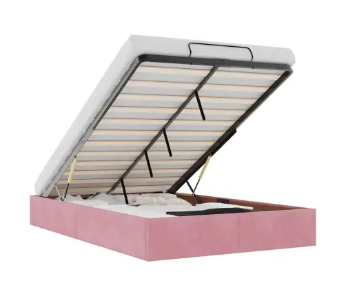 Osmaņu Gultas Rāmis Bez Matrača Rozā 120X190 Cm Samts Vidaxl