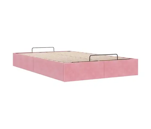 Osmaņu Gultas Rāmis Bez Matrača Rozā 120X190 Cm Samts Vidaxl