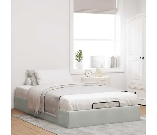 Osmanų Lovos Rėmas Be Čiužinio, Pilkas, 120X200 cm Aksomas