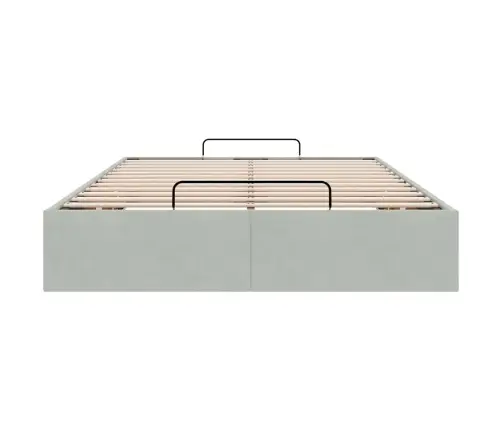 Osmanų Lovos Rėmas Be Čiužinio, Pilkas, 120X200 cm Aksomas
