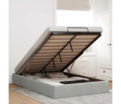 Osmanų Lovos Rėmas Be Čiužinio, Pilkas, 120X200 cm Aksomas