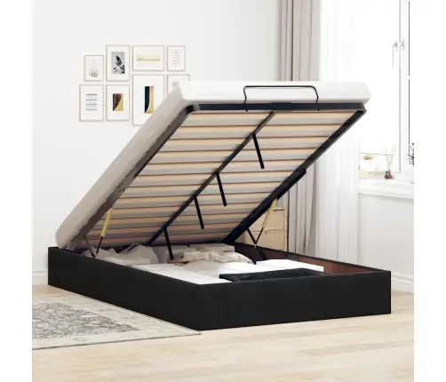 Osmanų Lovos Rėmas Be Čiužinio, Juodas, 120X200 cm Aksomas Osmanų Lovos Rėmas Be Čiužinio, Juodas, 120X200 cm Aksomas