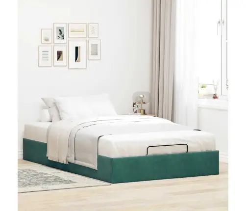Osmanų Lovos Rėmas Be Čiužinio, Žalias, 120X200 cm Aksomas