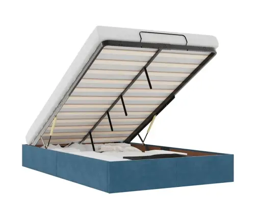 Osmaņu Gultas Rāmis Bez Matrača Tumši Zils 120X200 Cm Samts Vidaxl