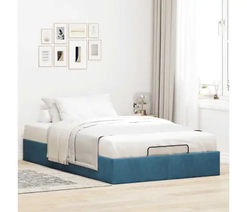 Osmaņu Gultas Rāmis Bez Matrača Tumši Zils 120X200 Cm Samts Vidaxl