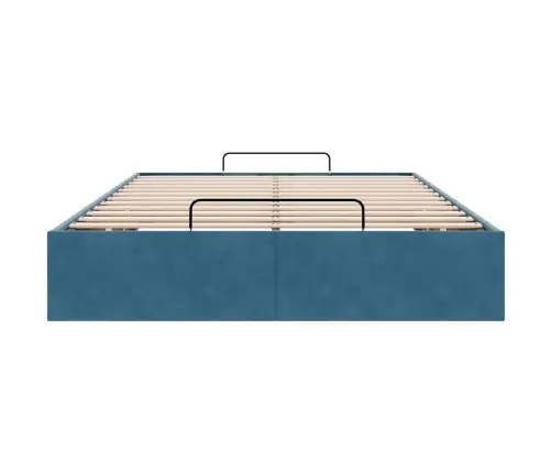 Osmaņu Gultas Rāmis Bez Matrača Tumši Zils 120X200 Cm Samts Vidaxl