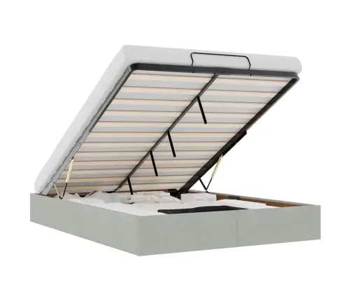 Osmaņu Gultas Rāmis Bez Matrača, Gaiši Pelēks, 140X190 Cm Samts Vidaxl