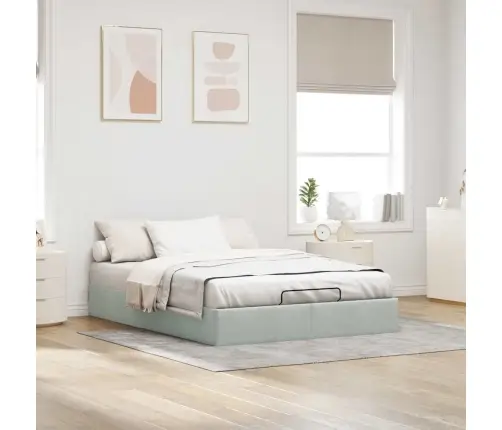 Osmaņu Gultas Rāmis Bez Matrača, Gaiši Pelēks, 140X190 Cm Samts Vidaxl