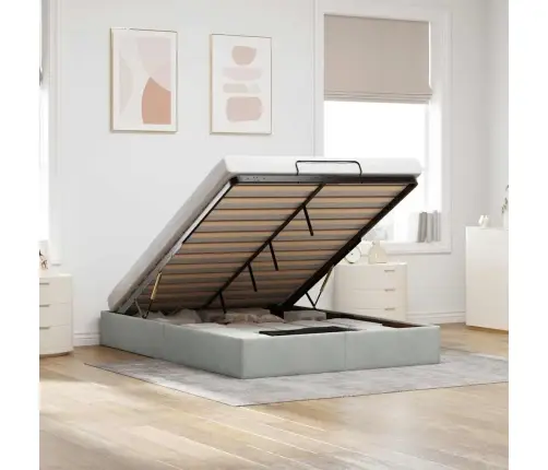 Osmaņu Gultas Rāmis Bez Matrača, Gaiši Pelēks, 140X190 Cm Samts Vidaxl