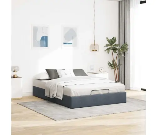 Ottomani Voodiraam Ilma Madratsita, Tumehall, 140X190 cm Samet