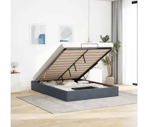 Ottomani Voodiraam Ilma Madratsita, Tumehall, 140X190 cm Samet