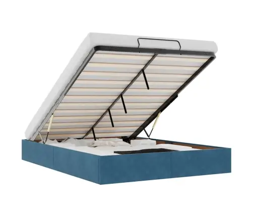 Osmaņu Gultas Rāmis Bez Matrača Tumši Zils 140X190 Cm Samts Vidaxl