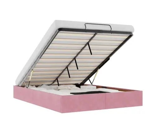 Ottomani Voodiraam Ilma Madratsita, Roosa, 140X190 cm Samet