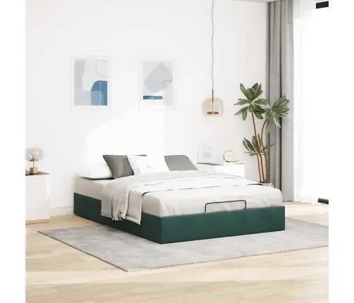 Osmaņu Gultas Rāmis Bez Matrača Tumši Zaļš 140X200 Cm Samts Vidaxl