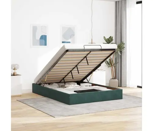 Osmaņu Gultas Rāmis Bez Matrača Tumši Zaļš 140X200 Cm Samts Vidaxl
