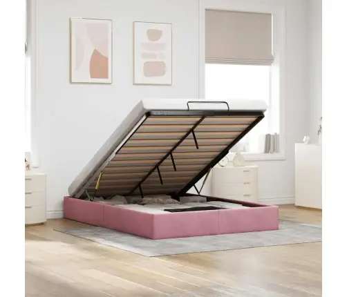 Osmanų Lovos Rėmas Be Čiužinio Rožinis 140X200 Cm Velvet