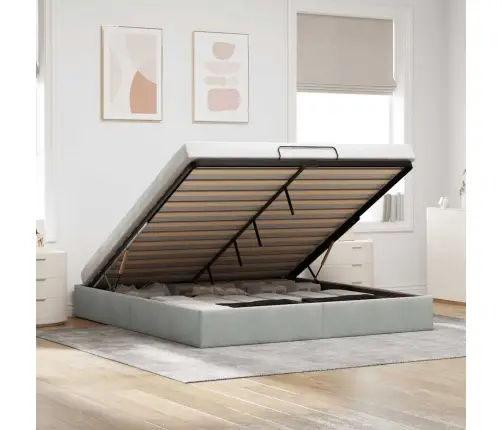 Ottomani Voodiraam Ilma Madratsita, Helehall, 160X200Cm , Samet