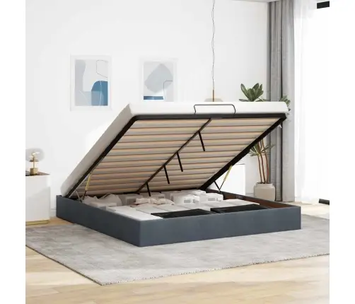 Osmaņu Gultas Rāmis Bez Matrača Tumši Pelēks 160X200 Cm Samts Vidaxl