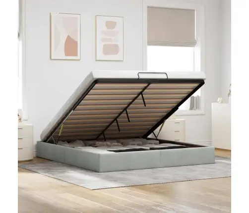 Osmaņu Gultas Rāmis Bez Matrača Gaiši Pelēks 180X200 Cm Samts Vidaxl