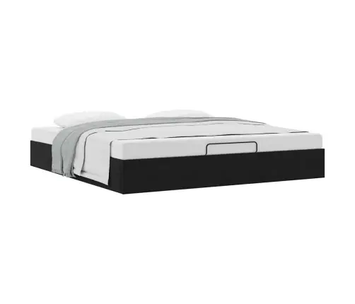 Ottomani Voodiraam Ilma Madratsita, Must, 180X200 cm Samet