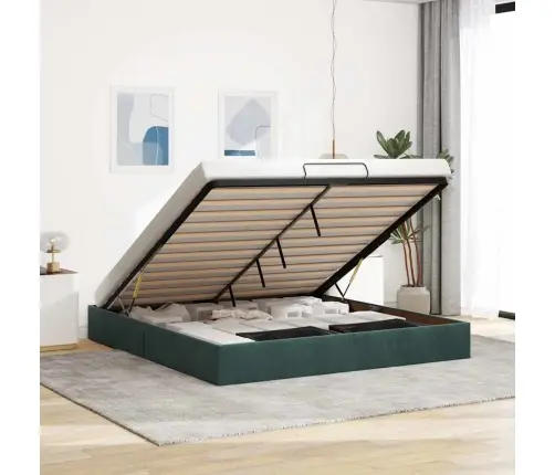 Osmaņu Gultas Rāmis Bez Matrača Tumši Zaļš 180X200 Cm Samts Vidaxl