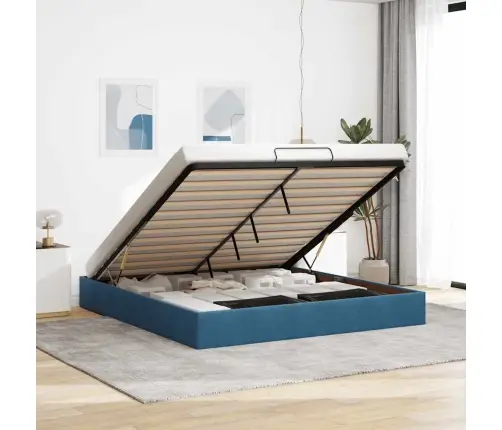 Osmaņu Gultas Rāmis Bez Matrača Tumši Zils 180X200 Cm Samts Vidaxl