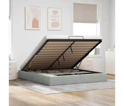 Osmaņu Gultas Rāmis Bez Matrača Gaiši Pelēks 200X200 Cm Samts Vidaxl