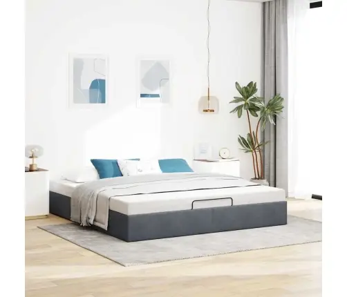 Ottomani Voodiraam Ilma Madratsita, Tumehall, 200X200 cm Samet