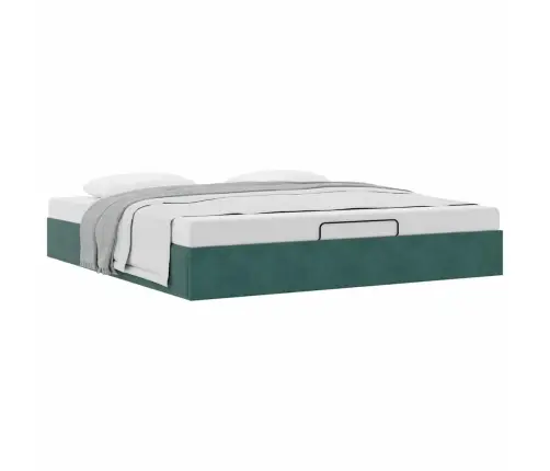 Osmaņu Gultas Rāmis Bez Matrača, Tumši Zaļš, 200X200 Cm Samts Vidaxl