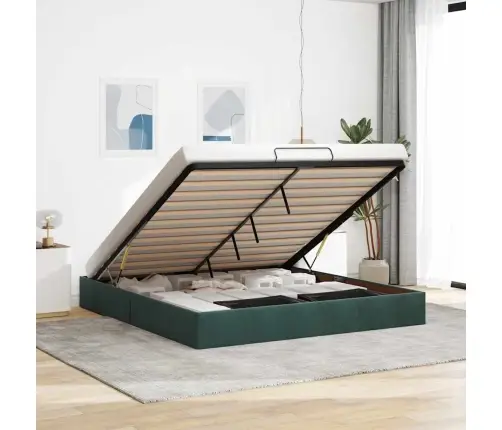 Osmaņu Gultas Rāmis Bez Matrača, Tumši Zaļš, 200X200 Cm Samts Vidaxl