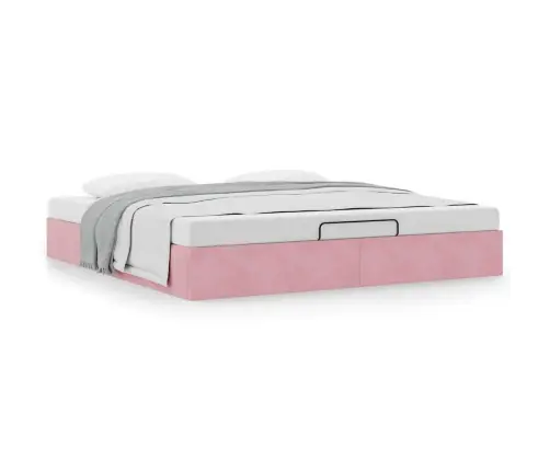 Osmaņu Gultas Rāmis Bez Matrača, Rozā, 200X200 Cm Samts Vidaxl