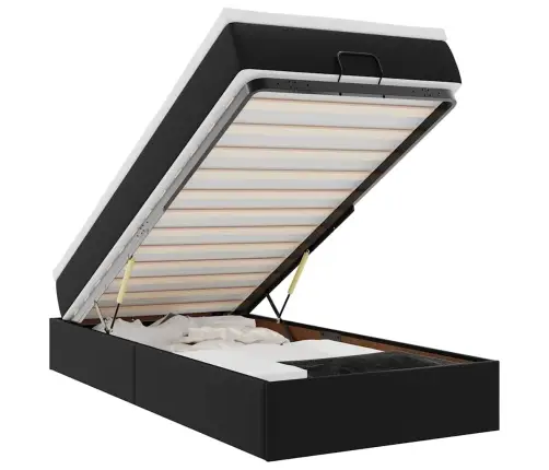 Osmaņu Gultas Rāmis Ar Matraci Melns 80X200Cm Mākslīgā Āda Vidaxl