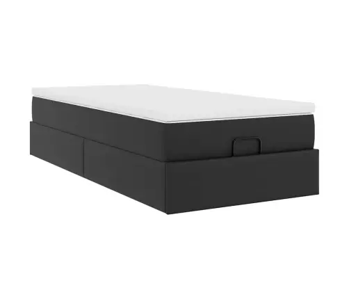 Osmaņu Gultas Rāmis Ar Matraci Melns 80X200Cm Mākslīgā Āda Vidaxl