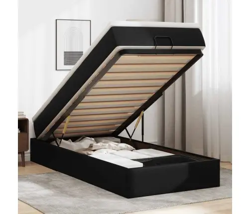 Osmaņu Gultas Rāmis Ar Matraci Melns 80X200Cm Mākslīgā Āda Vidaxl