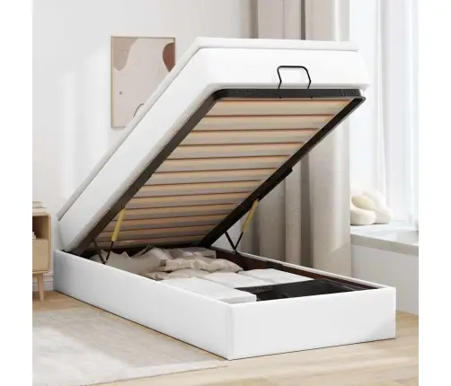 Osmaņu Gultas Rāmis Ar Matrača Balta 80X200Cm Mākslīgā Āda Vidaxl