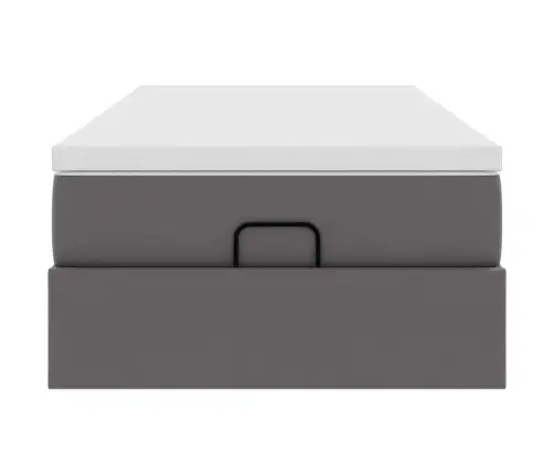 Osmanų Lovos Rėmas Su Čiužiniu, Pilkas, 80X200cm Dirbtinė Oda