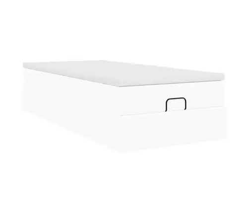 Ottomani Voodiraam Madratsiga, Valge, 90X190cm Kunstnahk