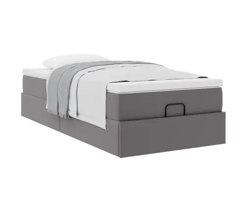 Osmaņu Gultas Rāmis Ar Matrača Pelēks 90X190Cm Mākslīgā Āda Vidaxl