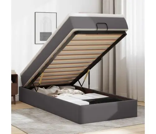 Osmaņu Gultas Rāmis Ar Matrača Pelēks 90X190Cm Mākslīgā Āda Vidaxl