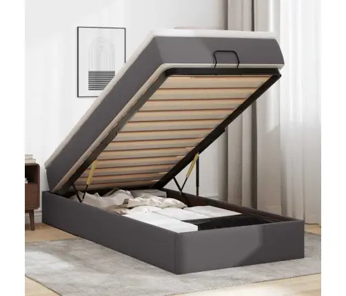 Ottomani Voodiraam Madratsiga, Hall, 90X200cm Kunstnahk