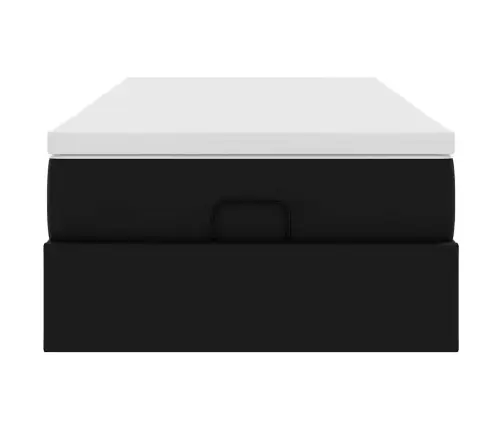 Osmaņu Gultas Rāmis Ar Matrača Melns 100X200Cm Mākslīgā Āda Vidaxl