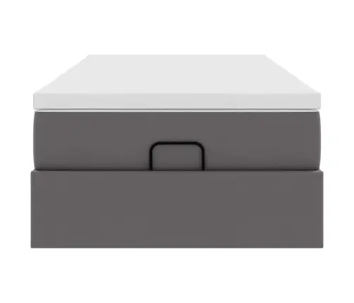 Osmanų Lovos Rėmas Su Čiužiniu, Pilkas, 100X200cm Dirbtinė Oda