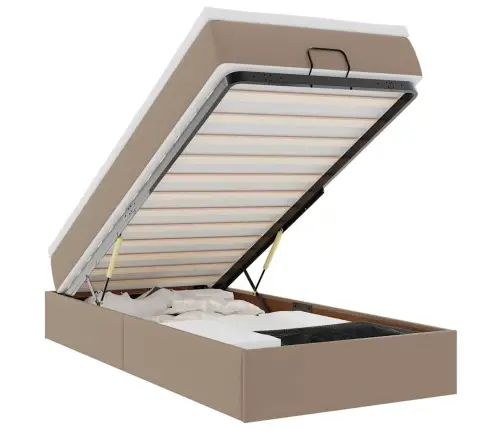 Ottomani Voodiraam Madratsiga, Cappuccino, 100X200cm Kunstnahk