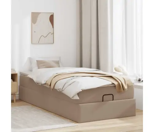 Ottomani Voodiraam Madratsiga, Cappuccino, 100X200cm Kunstnahk