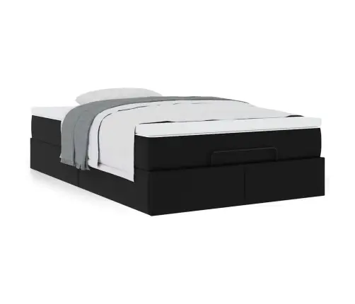 Ottomani Voodiraam Madratsiga, Must, 120X190 cm Kunstnahk