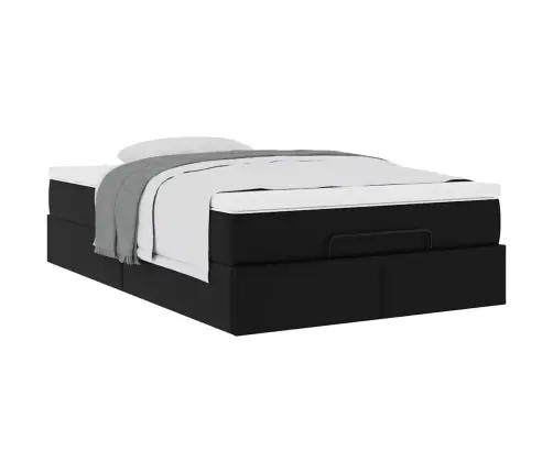 Ottomani Voodiraam Madratsiga, Must, 120X190 cm Kunstnahk